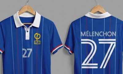 Un maillot bleu frappé "Mélenchon 2027" pour financer la présidentielle